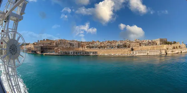 Vue Panoramique Malte Fort Manoel Depuis Valette Depuis Bateau Croisière — Photo