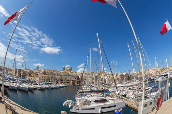 Valletta Malte Mars 2021 Yachts Bateaux Amarrés Dans Port Dockyard — Photo