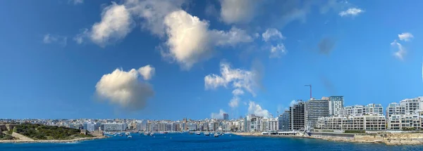 Valeta Malta Una Vista Panorámica Ciudad Sliema Costa Fort Manoel — Foto de Stock