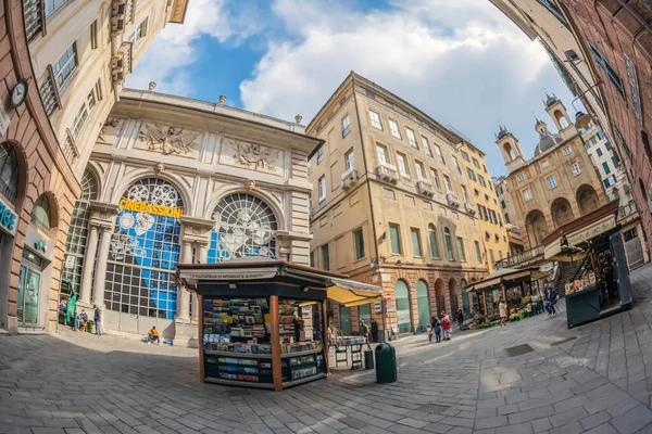 Genoa Italy March 2021 Piazza Banchi Square Molo District Historic — 스톡 사진