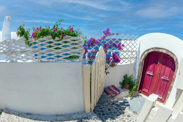 Typical Traditional Architecture Decorated Houses Oia Santorini Island Greece —  Fotos de Stock