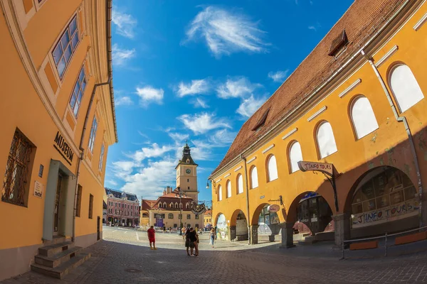 Brasov Rumunsko Června 2020 Ulice Domy Století Výhled Dům Rady — Stock fotografie