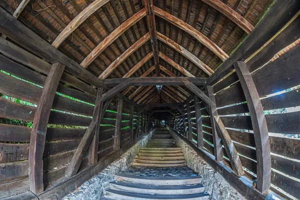 Sighisoara Romanya Ahşap Merdiven Kapalı Merdiven 1642 Yılında Kalenin Alt — Stok fotoğraf