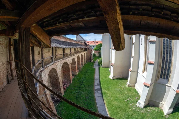 Muro Eletrodomésticos Pátio Interno Igreja Evangélica Fortificada Construída Entre 1490 — Fotografia de Stock