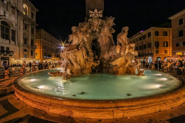 Roma Italia Giugno 2017 Piazza Navona Fontana Dei Quattro Fiumi — Foto Stock