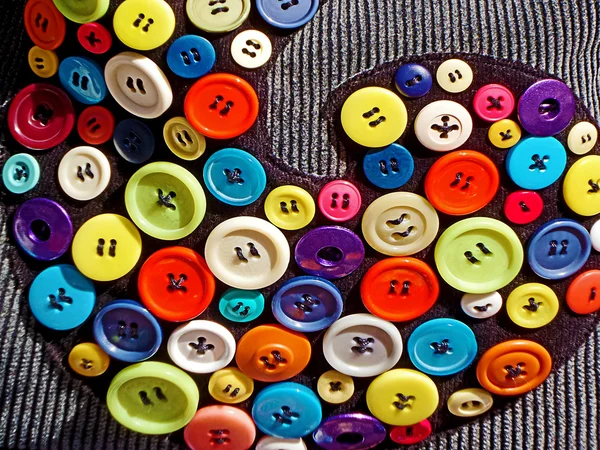 Bag decorated with colorful buttons 1 — Stock Photo, Image