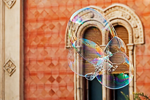 Bolhas de sabão gigantes e edifício histórico 1 — Fotografia de Stock