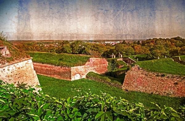 Gamla vykort med fortet Petrovaradin i Novi Sad, Serbien 2 — Stockfoto