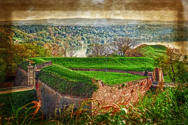 Oude ansichtkaart met Petrovaradin fort in Novi Sad, Servië 4 — Stockfoto