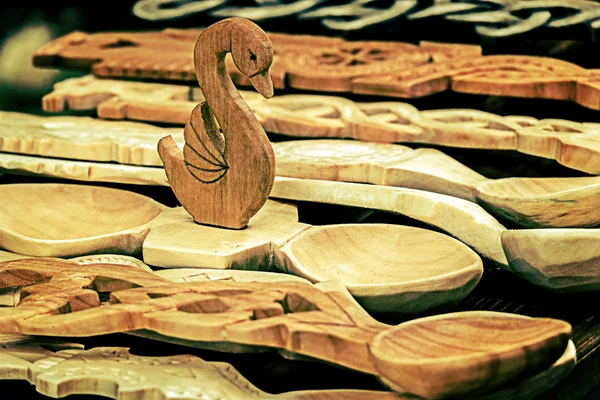 Groupe d'objets en bois, roumain traditionnel 1 — Photo