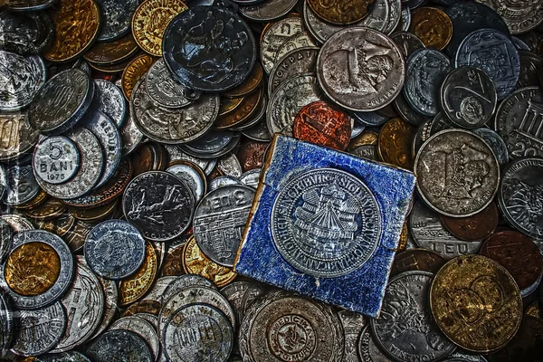 Old photo with old coins 11 — Stock Photo, Image