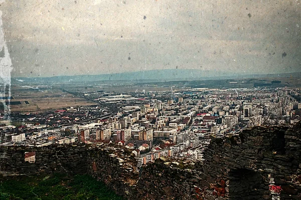 Stare zdjęcie z lotu ptaka miasta Deva, Romania 5 — Zdjęcie stockowe