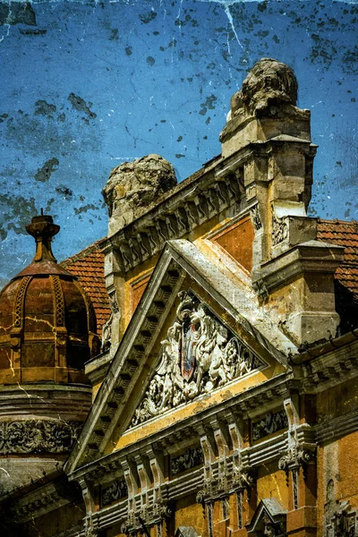 Bir tarihi bina eski kartpostal. Timisoara 14 — Stok fotoğraf