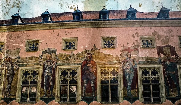 Ancienne carte postale avec bâtiment historique de l'hôtel de ville de Passau, Allemagne — Photo