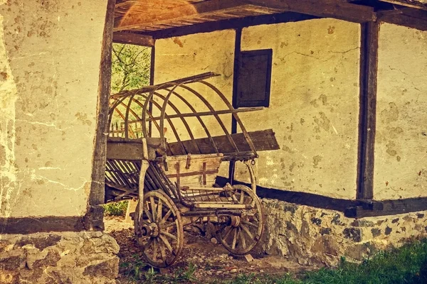 Old photo at one romanian farmhouse exterior — Stock Photo, Image