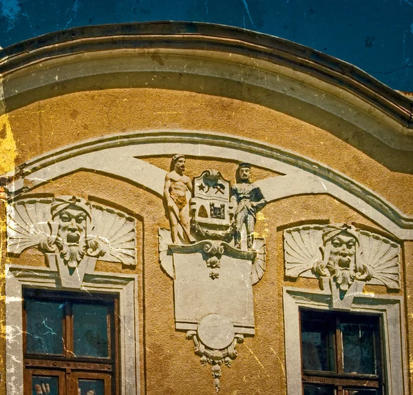 Old postcard of one historical building.Caransebes, Romania — Stock Photo, Image