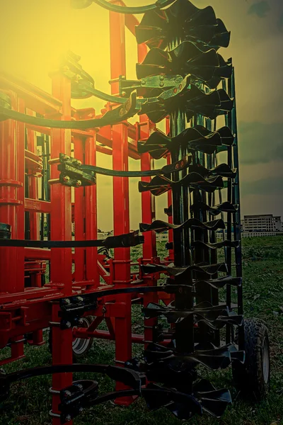 Agricultural equipment in sunset light. Detail 12 — Stock Photo, Image