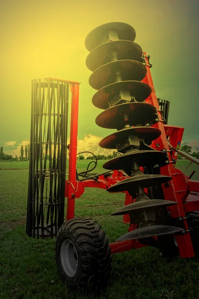 Agricultural equipment in sunset light. Detail 22 — Stock Photo, Image