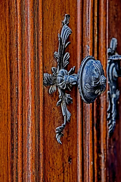 Detalhe de uma porta de madeira medieval 6 — Fotografia de Stock