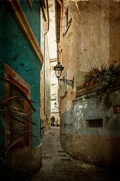 Vecchia cartolina con una piccola strada a Trieste, Italia 2 — Foto Stock