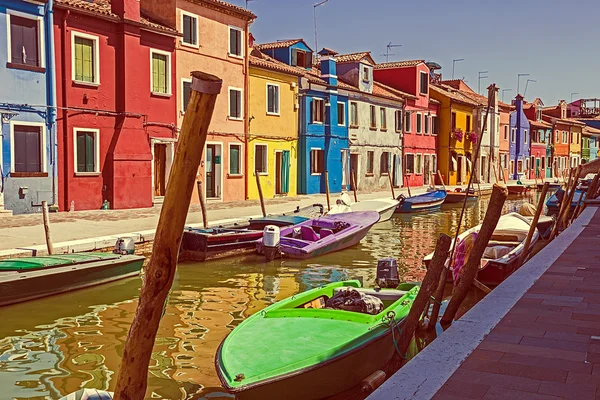 Vintage view of Burano, Italy — Stock Photo, Image