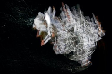 Abstract movement in a acrobatic night air show 3