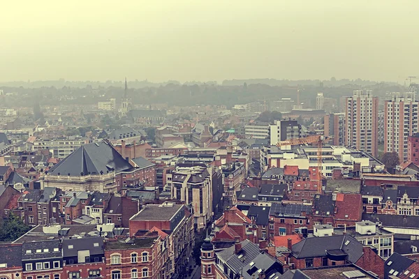 Regard vintage avec vue aérienne de Louvain, Belgique — Photo