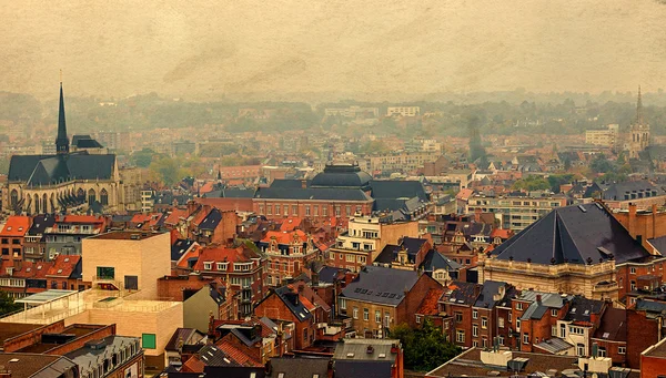 Alte Postkarte mit Luftaufnahme von Leuven, Belgien, von der Universität — Stockfoto