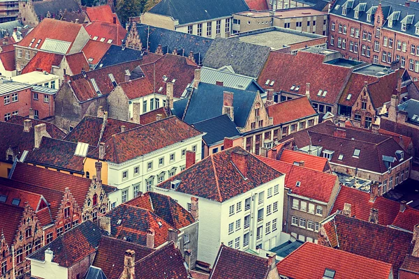 Foto antiga com vista aérea de Bruges — Fotografia de Stock