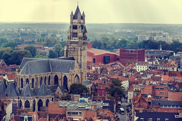 Foto antiga com vista aérea de Bruges 1 — Fotografia de Stock