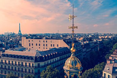 Paris, Fransa'dan havadan görünümü ile eski fotoğraf