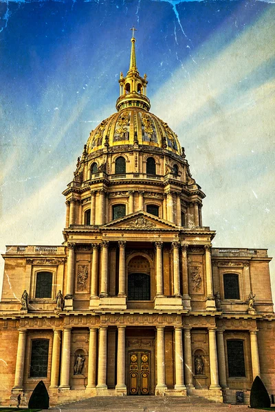 Ancienne carte postale avec église de l'Hôtel des invalides — Photo