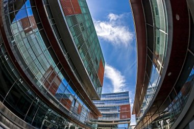 Balık bakışı iş binaları ile. Timisoara, Romanya