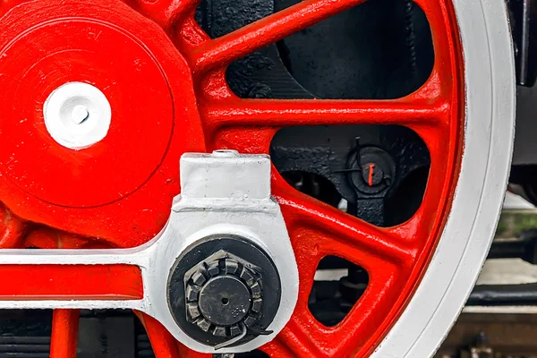 Detail and close up of huge wheels at one old german steam locom — Stock Photo, Image