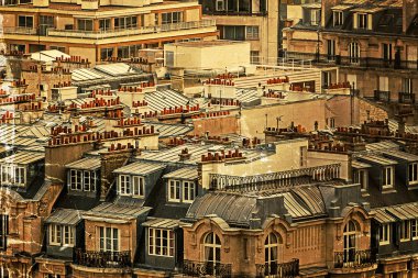 Paris çatıları ile eski kartpostal