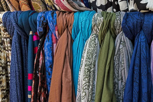 Colored scarves of various materials — Stock Photo, Image