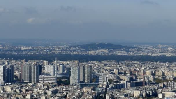Panoramic footage in 4k with Paris from Montparnasse tower 6 — Stock Video
