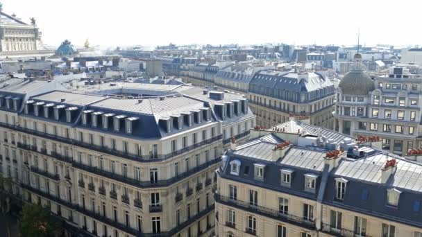 Luchtfoto uitzicht vanaf het terras van winkel Printemps, Paris, Frankrijk — Stockvideo