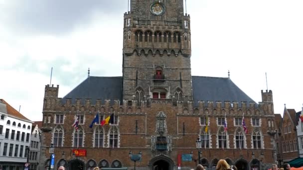 Bruges Glockenturm in 4 k — Stockvideo