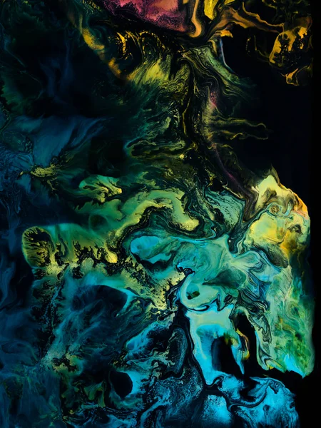 Neon Grön Och Blå Kreativ Målning Abstrakt Handmålad Bakgrund Marmor — Stockfoto