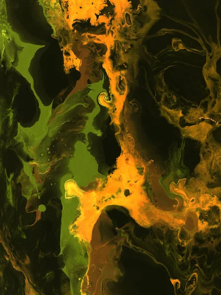 Obraz Abstrakcyjny Zielony Żółtym Kreatywnym Tłem Malowanym Ręcznie Fakturą Marmuru — Zdjęcie stockowe