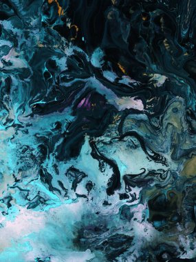 Neon mavisi soyut sanat eseri arka plan, mermer dokular, soyut okyanus, tuvalde akrilik boya. Modern sanat. Çağdaş sanat.