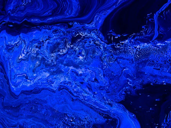 Neonově Modré Abstraktní Umění Ručně Malované Pozadí Mramorová Textura Abstraktní — Stock fotografie