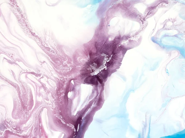 Абстрактная Живопись Синий Розовым Креативным Фоном Мрамор Текстура Кисти Акриловая — стоковое фото
