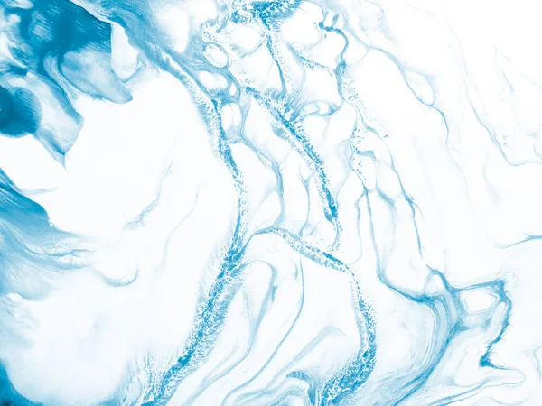 青の創造的な絵画 抽象的な手の背景 大理石の質感 キャンバス上のアクリル絵具 現代美術 現代美術 — ストック写真