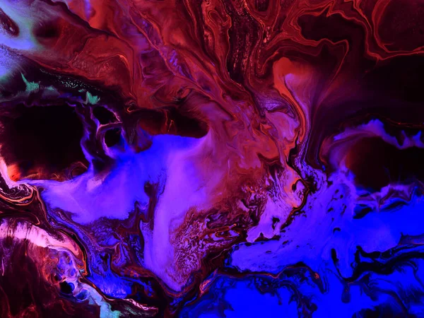 Neonově Modré Červené Abstraktní Umění Ručně Malované Pozadí Mramorová Textura — Stock fotografie