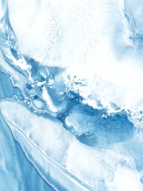 Mavi dalga, soyut el resmi, mermer dokular, soyut okyanus, tuvale akrilik boya. Modern sanat. Çağdaş sanat.