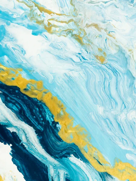Abstrakt Konst Målning Blå Med Guld Kreativ Handmålad Bakgrund Marmor — Stockfoto