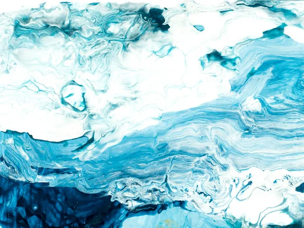 青い波の創造的な抽象的な手の背景 大理石の質感 抽象的な海 キャンバス上のアクリル絵具を描いた 現代美術 現代美術 — ストック写真