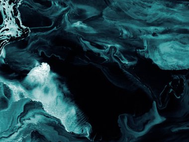 Tidewater Green dalgası, yaratıcı el resmi koyu arkaplan, mermer doku, soyut okyanus, akrilik tablo. Modern sanat. Çağdaş sanat.